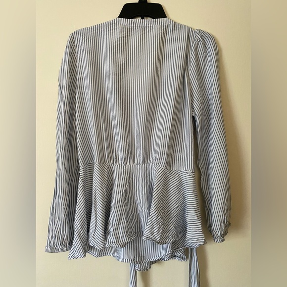 Loft Striped Wrap Tie Waist Blouse - Picture 6 of 8